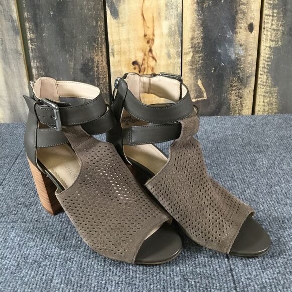 Marc Fisher Gabie ankle strap peep toe chunky heels leather size 6.5 - Picture 1 of 11